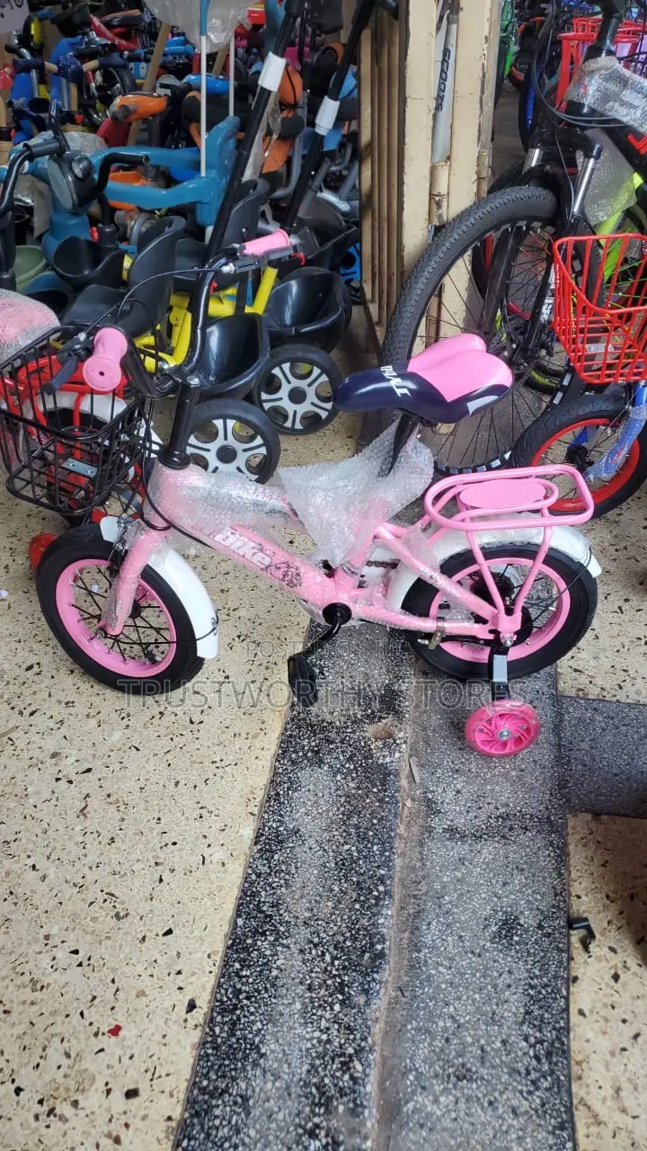 Pink Bike With Training Wheels - Size 12 (2-5years)
