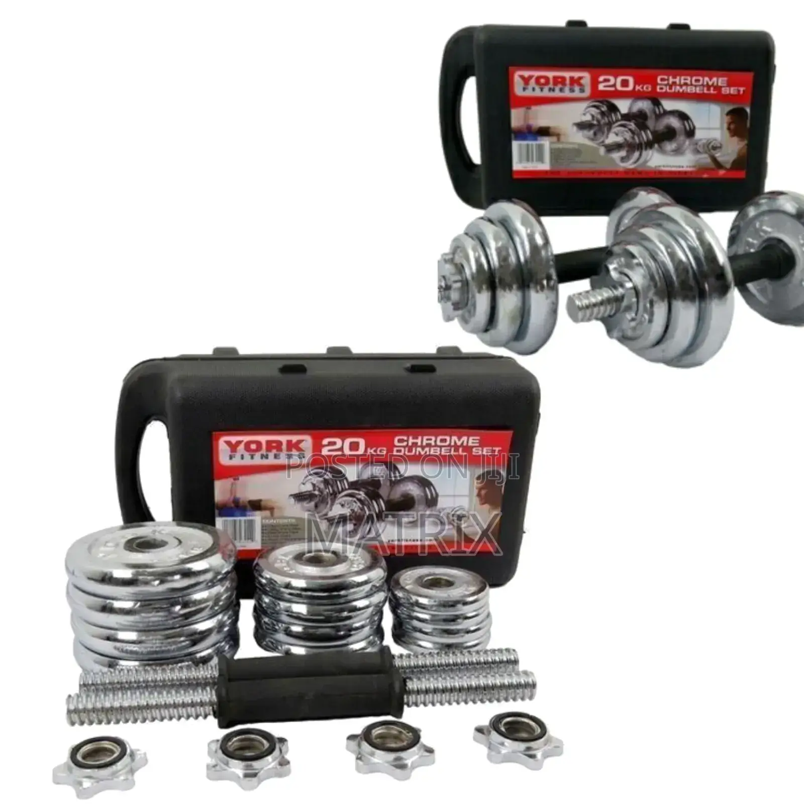 20kg Plated Adjustable Dumbbell/ Dumbells Set-Silver