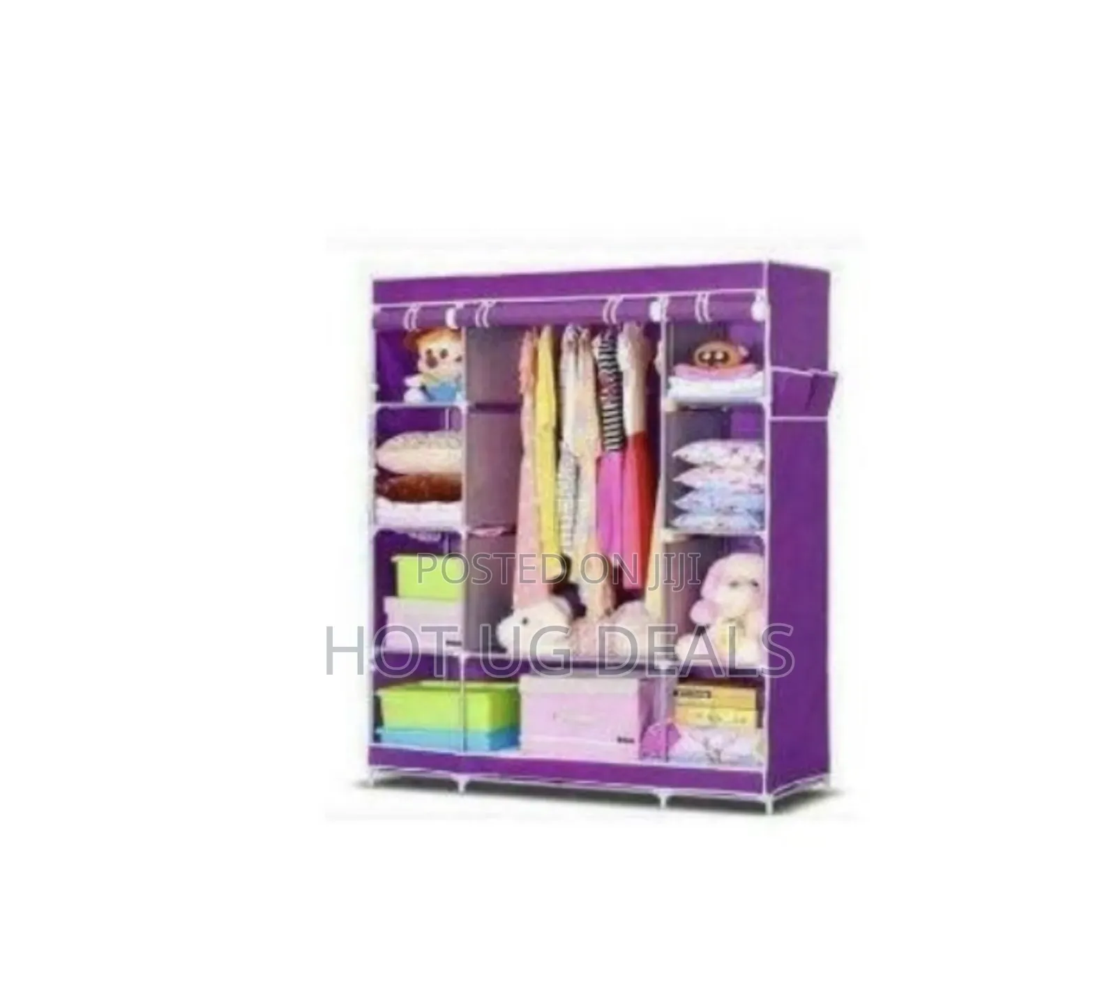 3 Column Cloth Wardrobe- Maroon