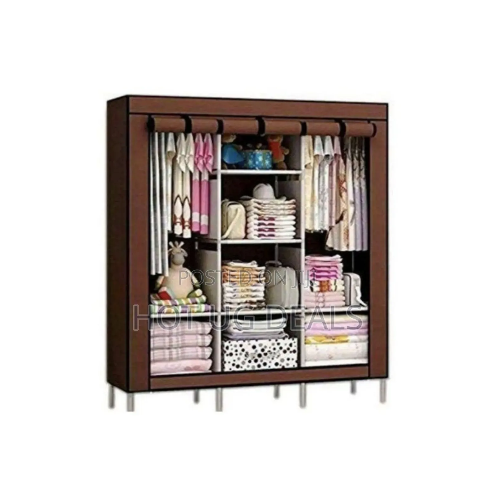 3 Column Cloth Wardrobe- Maroon