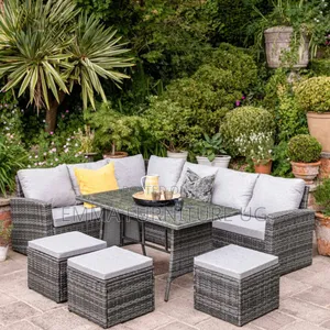Photo - Outdoor Gray Rattan Corner Sofa