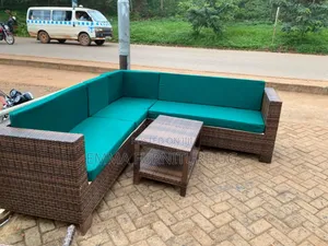 Photo - L Shape Coffee Brown Rattan Sofa / Balcony Rattan Sofa