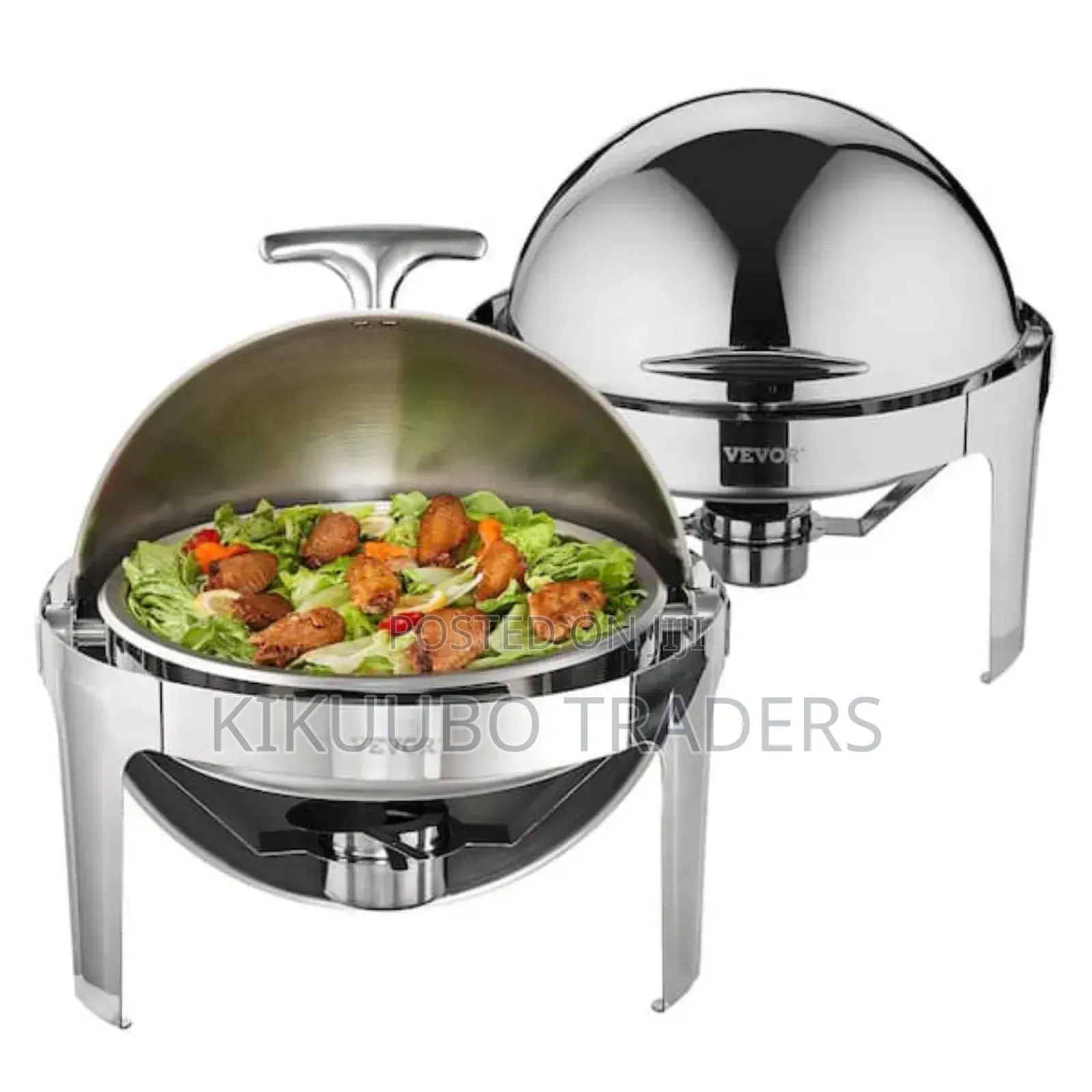Stainless Steel Round Dish Roll Top Food Buffet Warmer