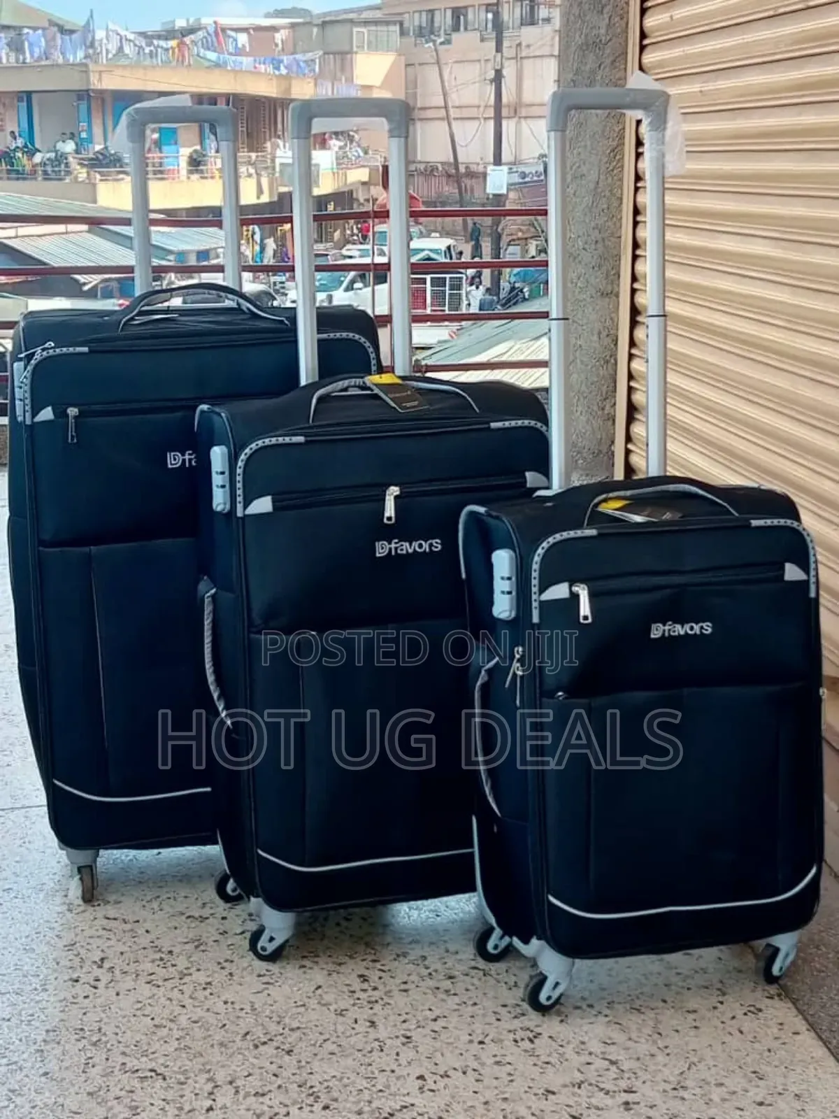 Dfavors Setof 3in 1 Fabric Cloth Travel Suitcase -  Black