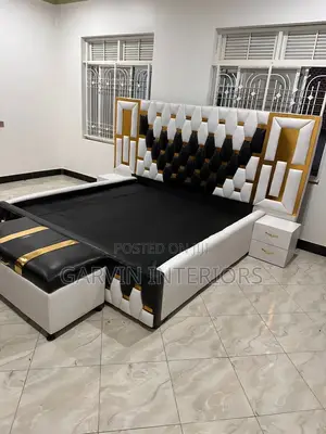 Black and White Geometric Bed