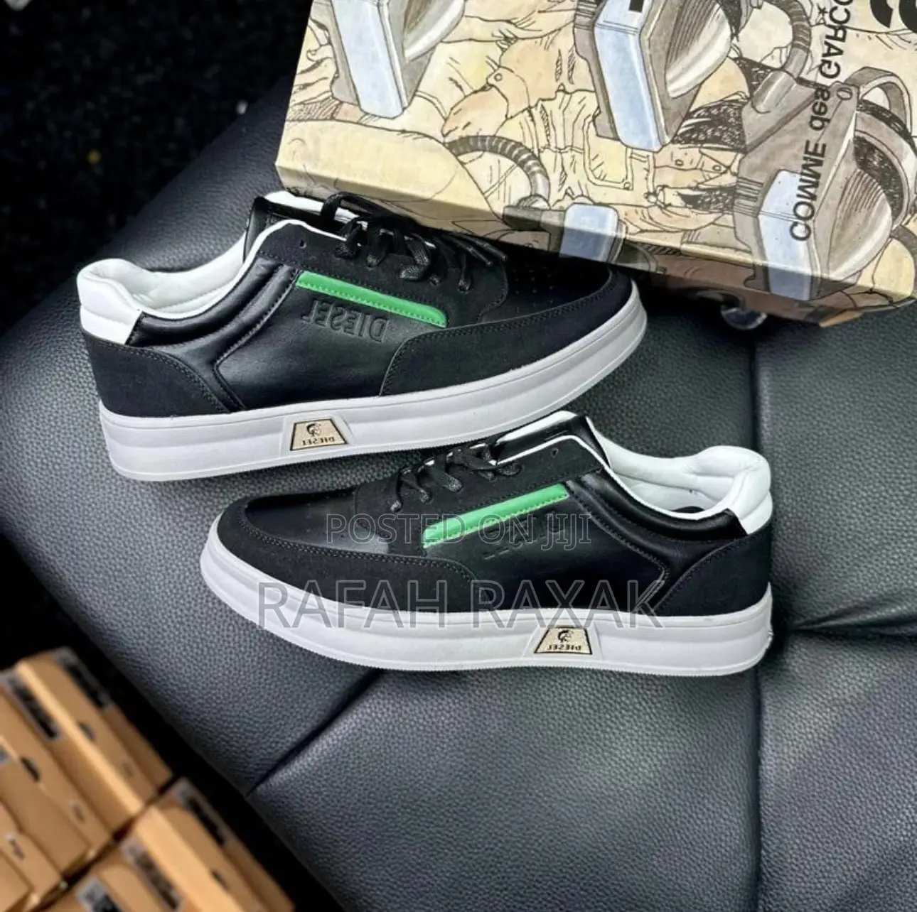 Men’S Black/White Diesel Casual Sneakers
