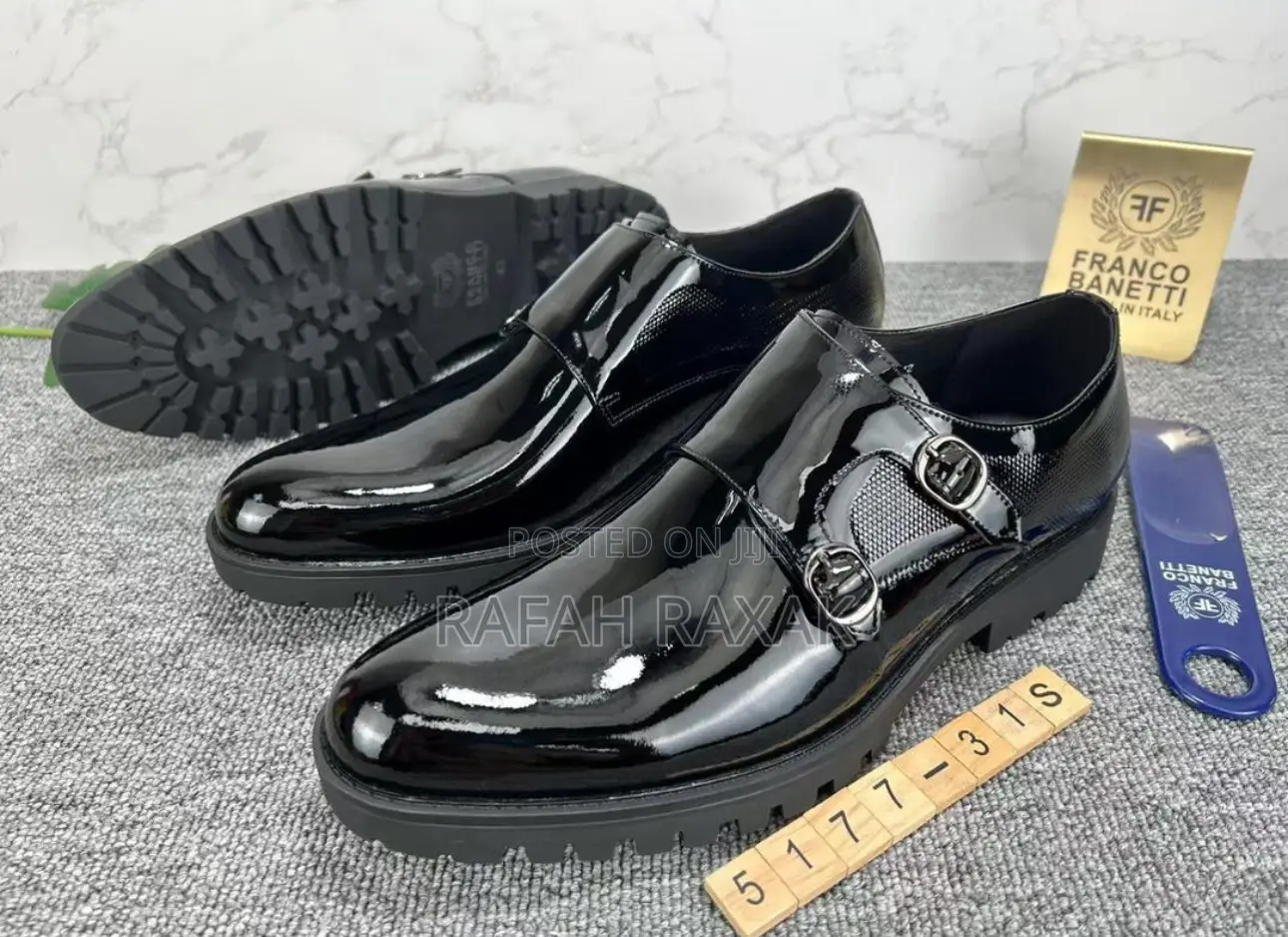 Men’S Double Strap Franco Banetti Shinny Mirror Oxfords
