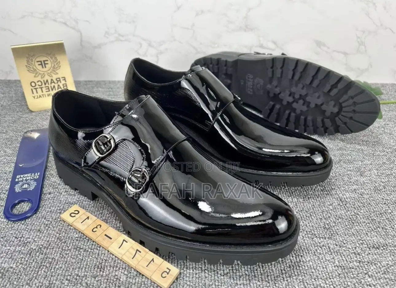 Men’S Double Strap Franco Banetti Shinny Mirror Oxfords