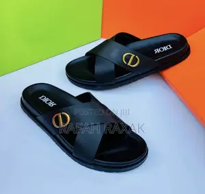 Original Triple Black Luxury Dior Cross Leather Sandals