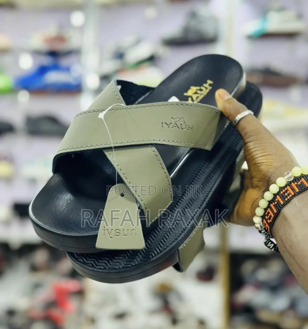 Men’S Classic Green Hauyi Cross Sandals