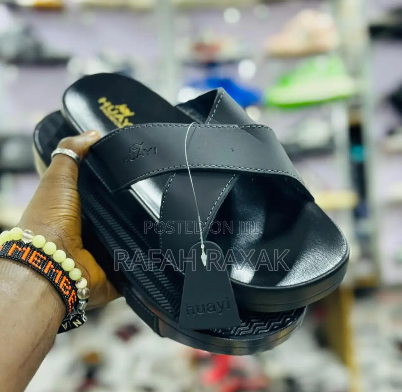 Men’S Classic Black Hauyi Cross Sandals