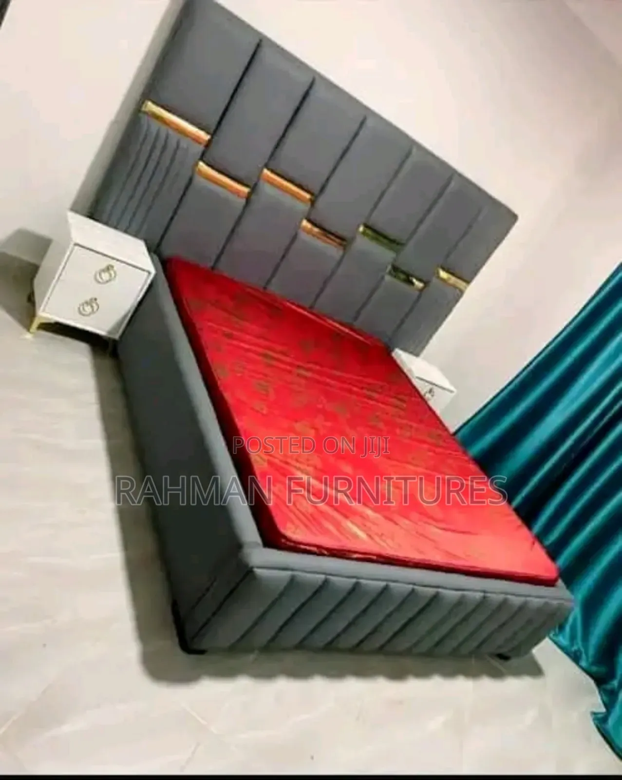 Bed 5 by 6 Gray With Bed Sides