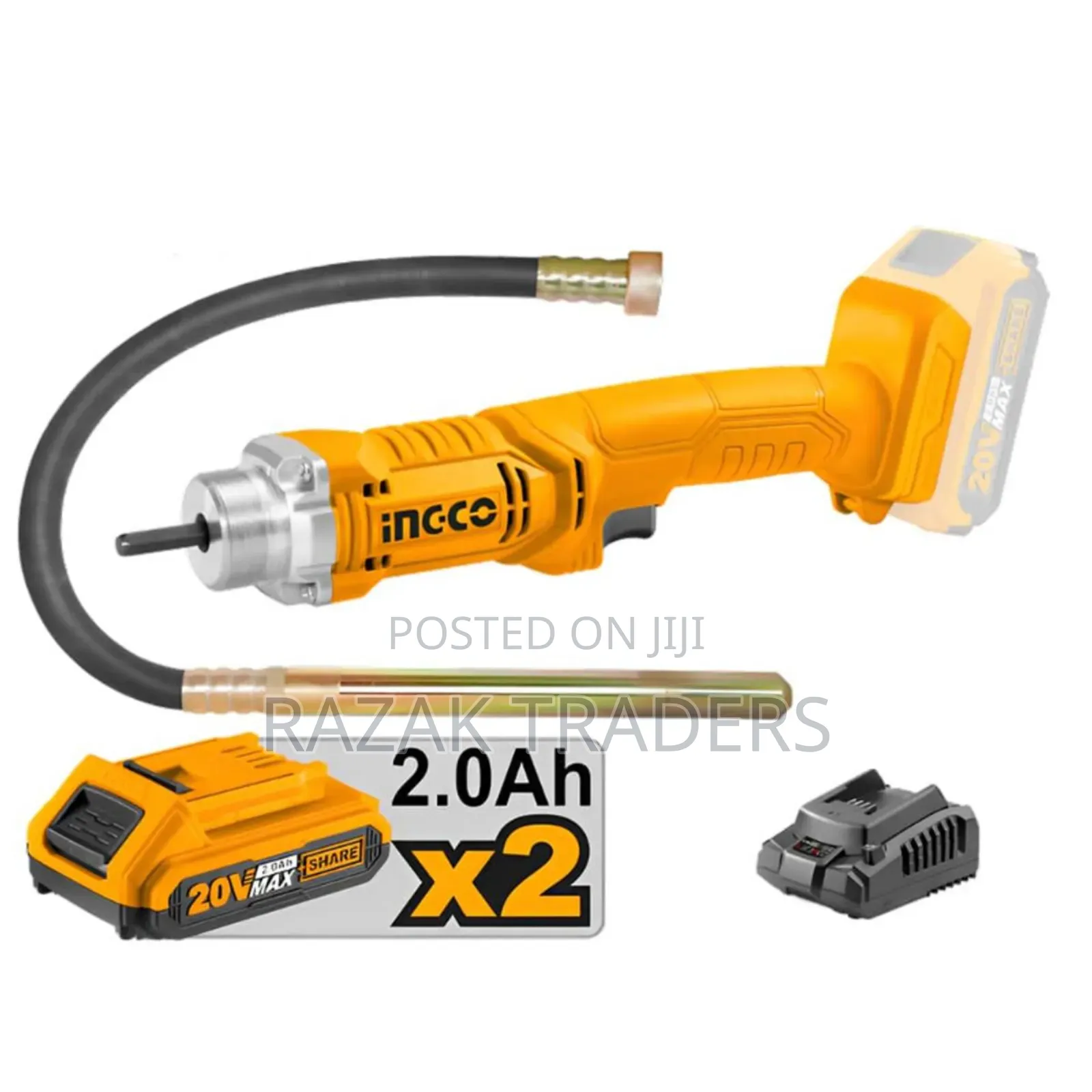 Ingco 20v Lithium-Ion Cordless Concrete Vibrator 35 Mm