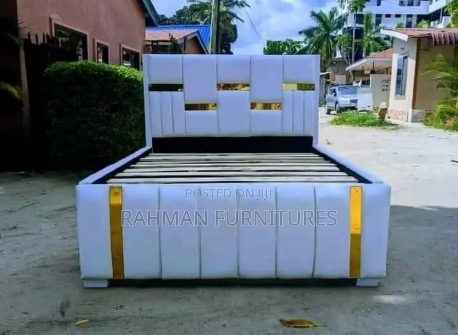 Five by Six Bed White Leather