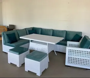Photo - L Shape Outdoor and Indoor Rattan Sofa in Whitev