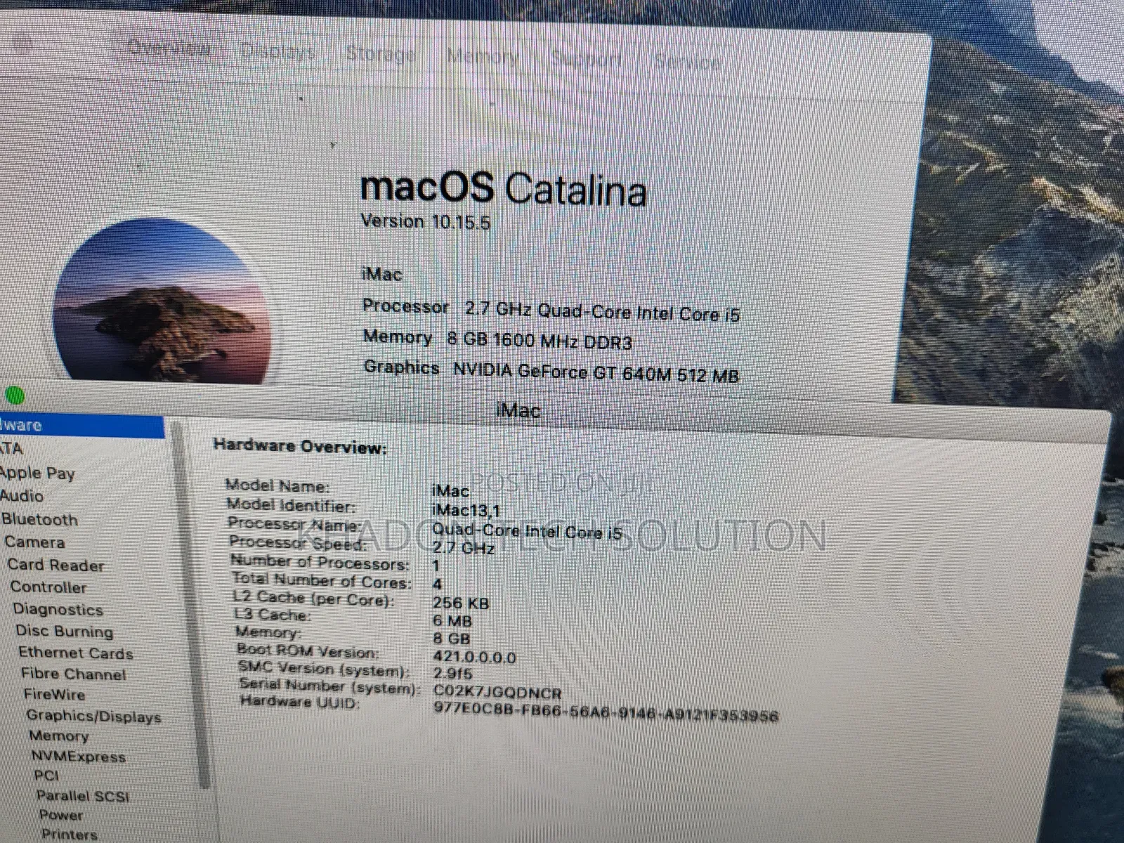 Desktop Computer Apple iMac 8GB Intel Core i5 HDD+SSD 500GB