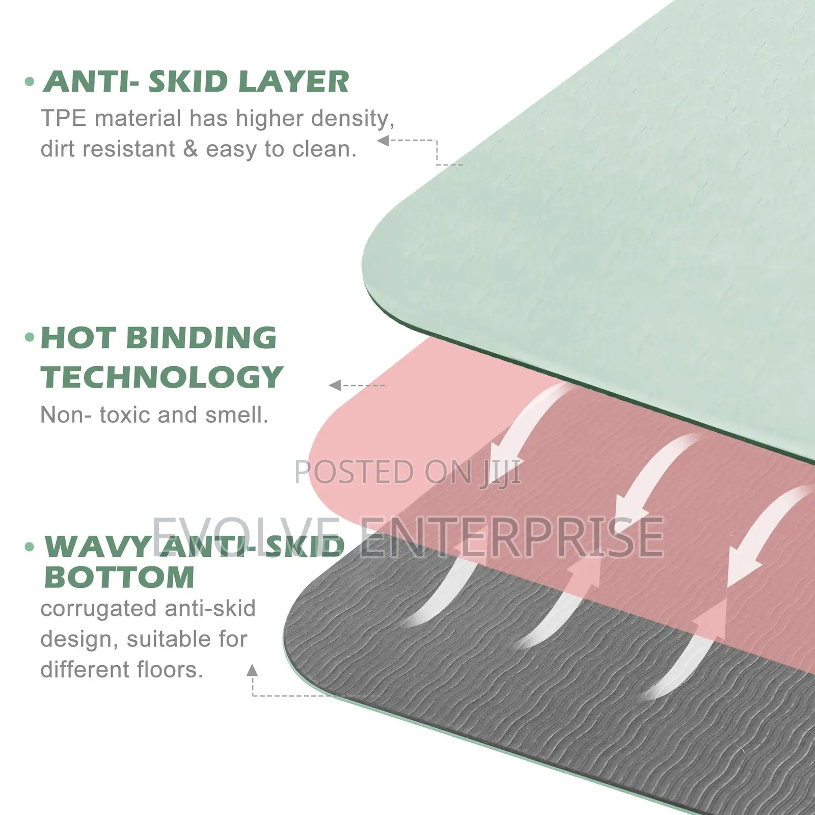 Fitness Exercise Yoga Mat With Carrying Strap