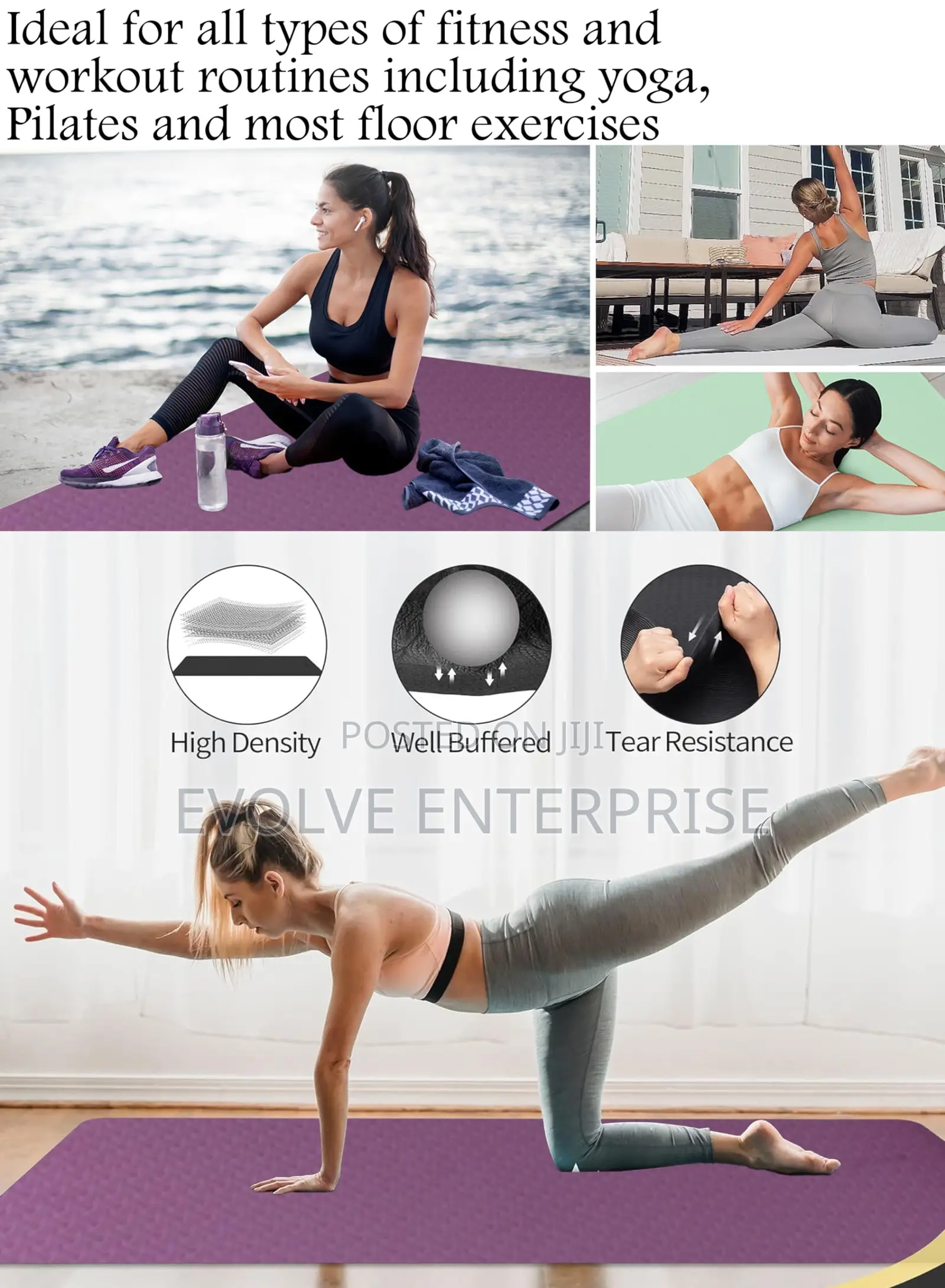 Extra Thick Yoga Mat 1/3'' Non Slip for Dynamic Yoga