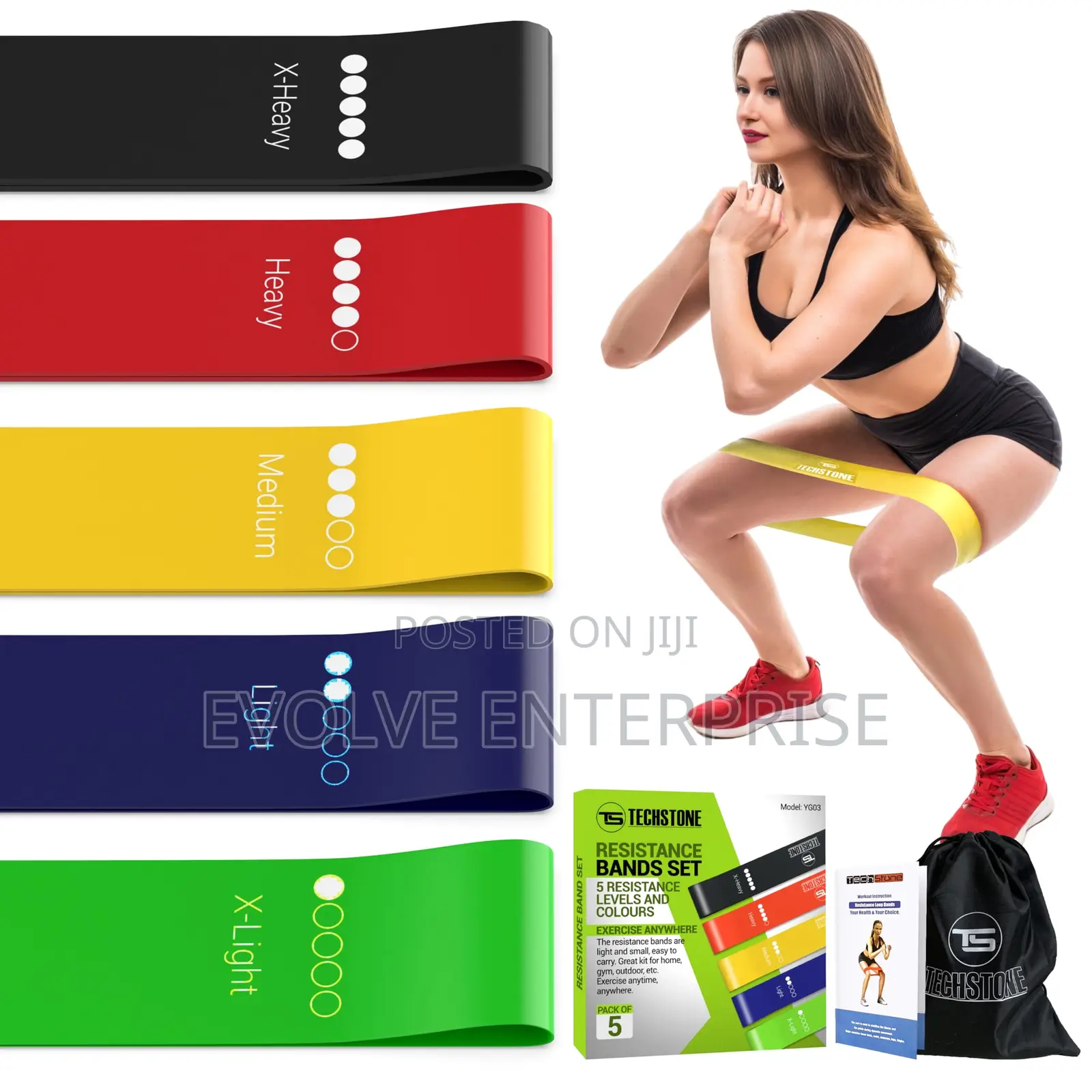 Resistance Loop Exercise Bands With Carry Bag, Set of 5