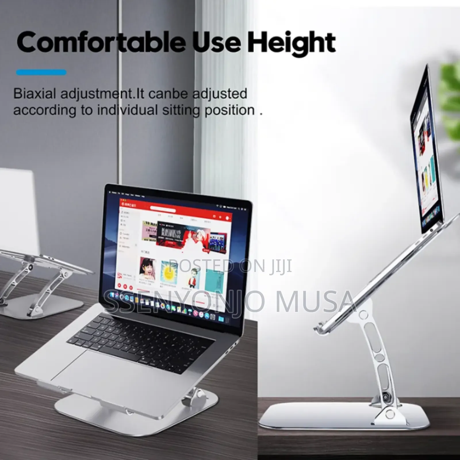 Aluminum Alloy Adjustable Laptop Stand - Folding Portable.