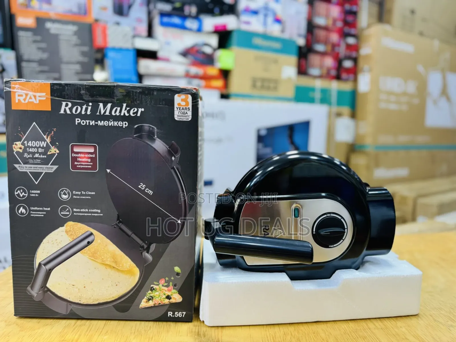 Raf Pizza Chapati Maker Roller Non-stick - Silver/Black