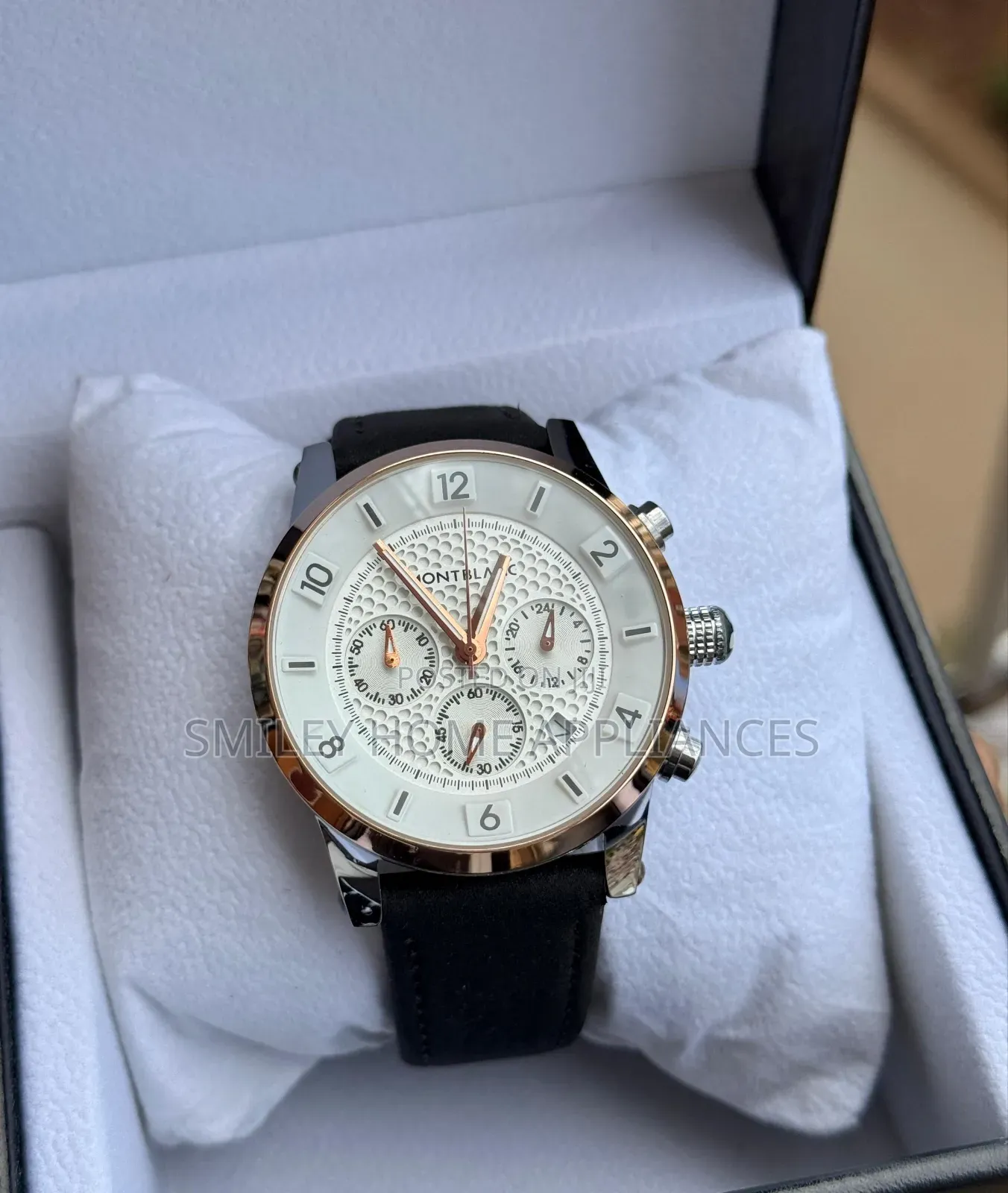 Montblanc Men's Black Authentic Leather Strapped Time Piece