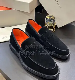 Original Men’S Classic Luxury Santoni Black Suede Loafers