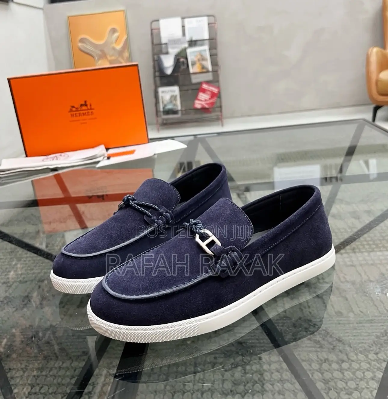 Men’S Super Classic Smart Casual Blue Hermes Suede Loafers