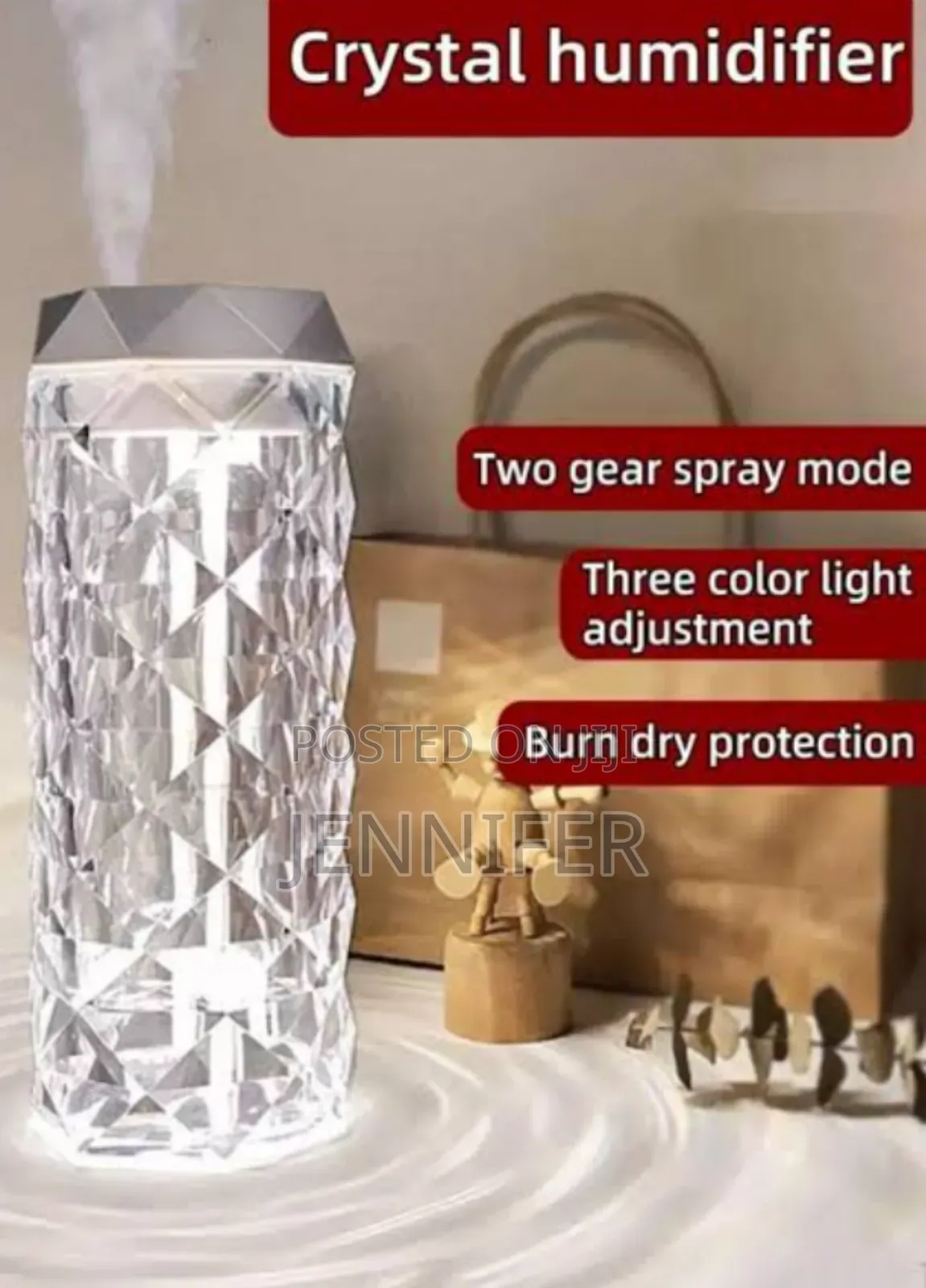 1l Crystal Humidifier Usb Air Purifier Oil Diffuser