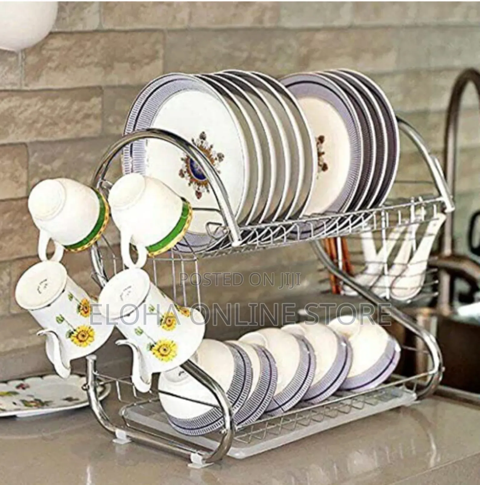 2-Tier Dish Drying Rack With Chrome-Plated Steel