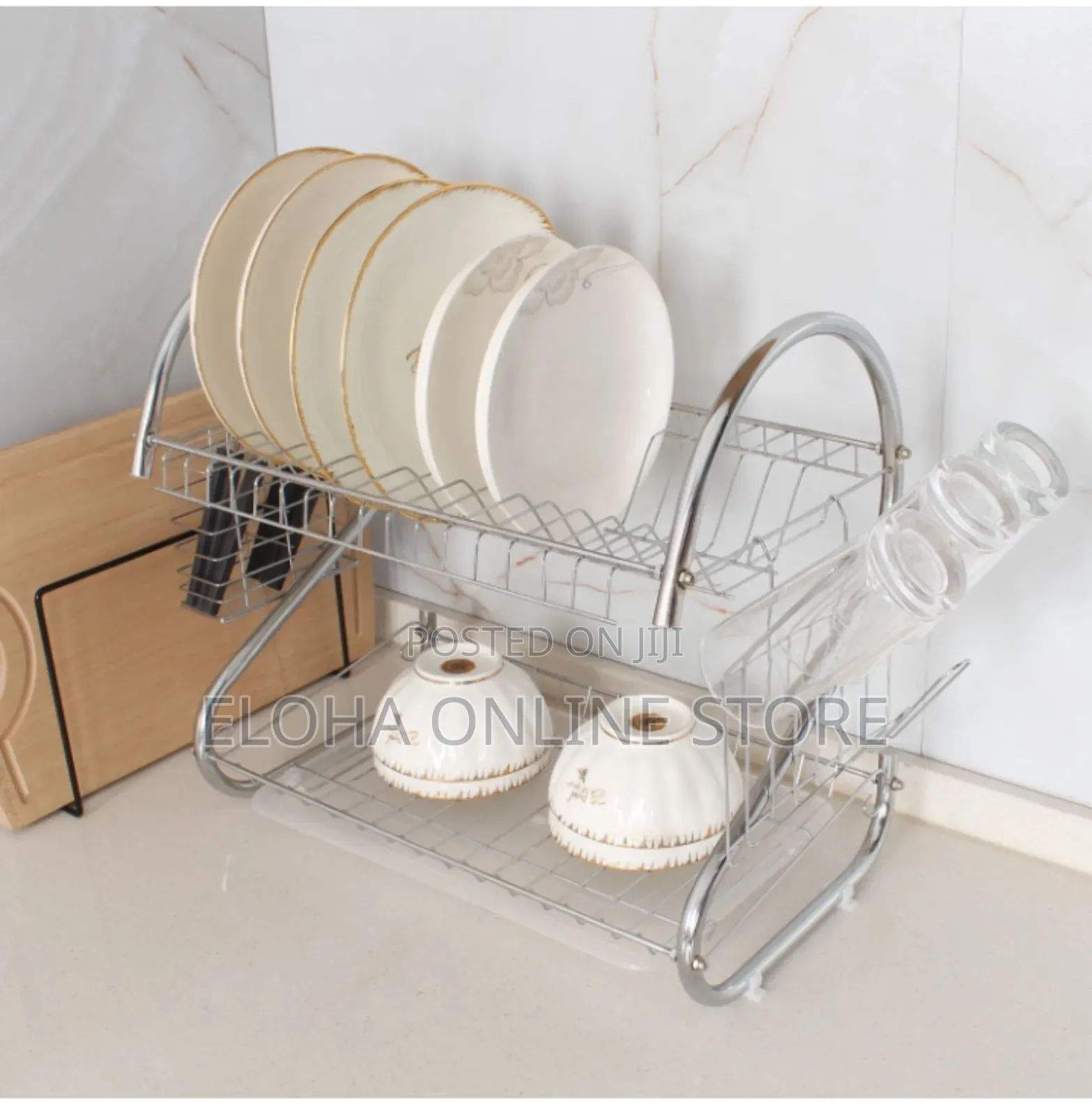 2-Tier Dish Drying Rack With Chrome-Plated Steel