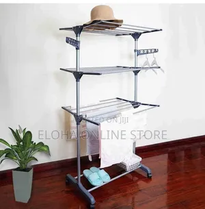 Multifunctional Movable Folding Drying Clothes Rack Balcony