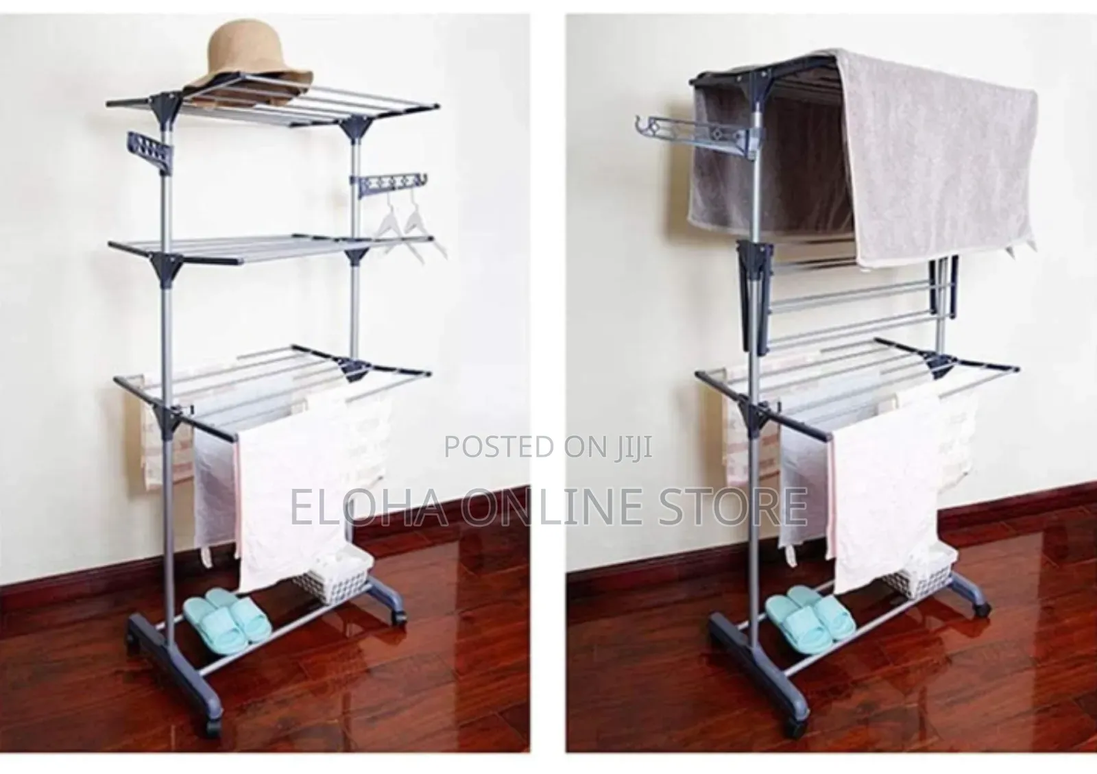 Multifunctional Movable Folding Drying Clothes Rack Balcony