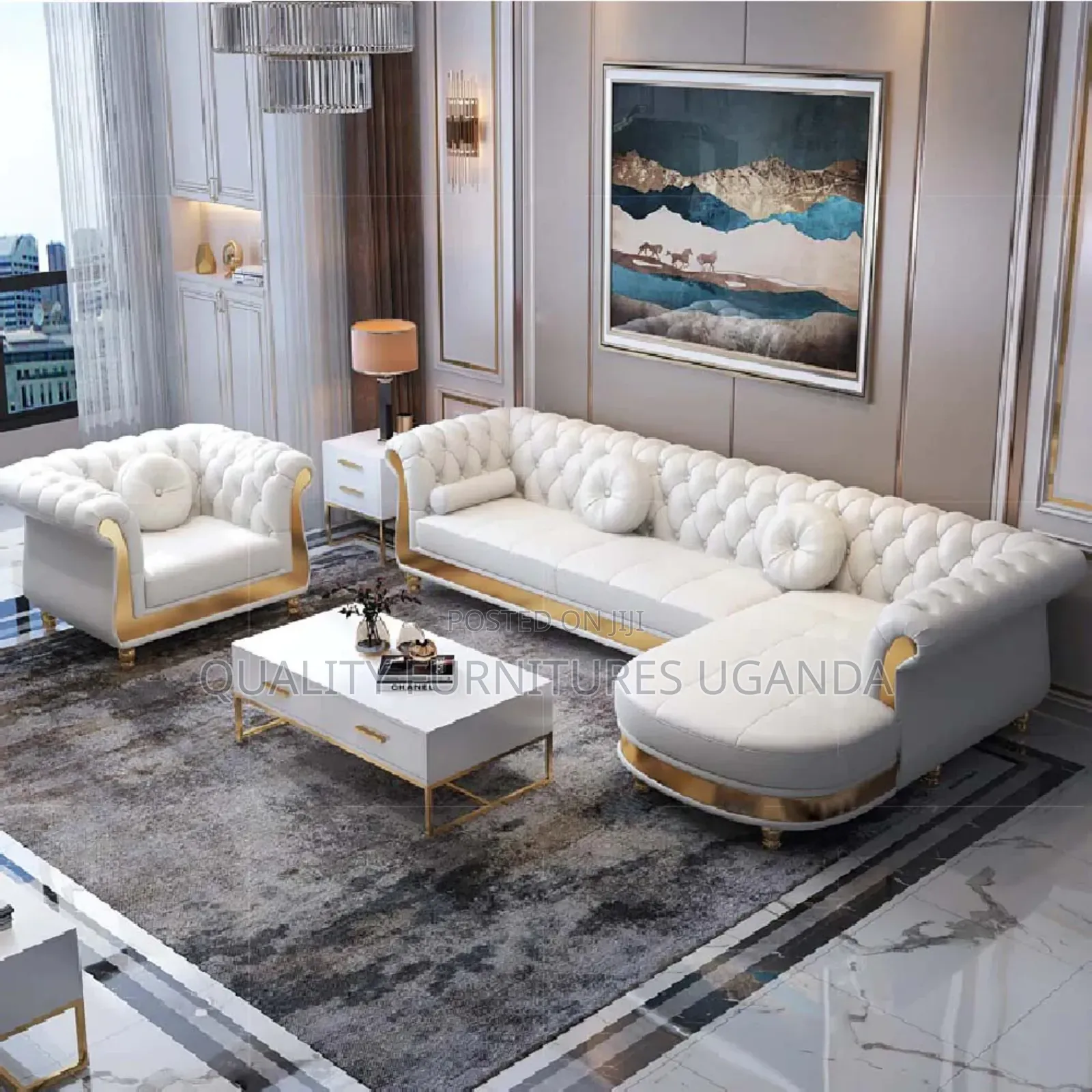 8 Sitter White Sofa Set