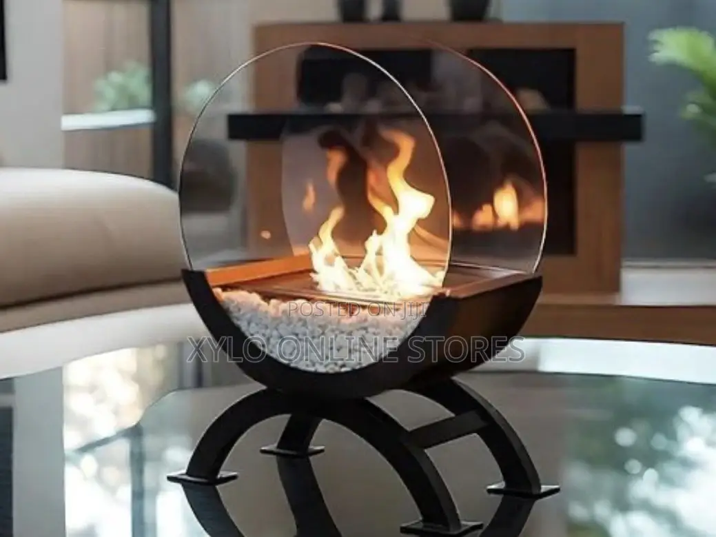 Round Glass Large Table Top Fire Place Black at 195000shs