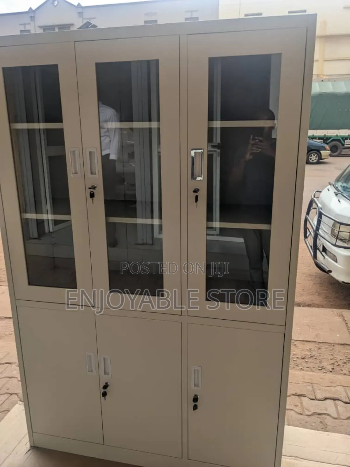 3 Door File Cabinet Half Glass