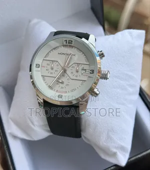 Photo - Mont Blanc Chronograph Black Suade Leather Watch