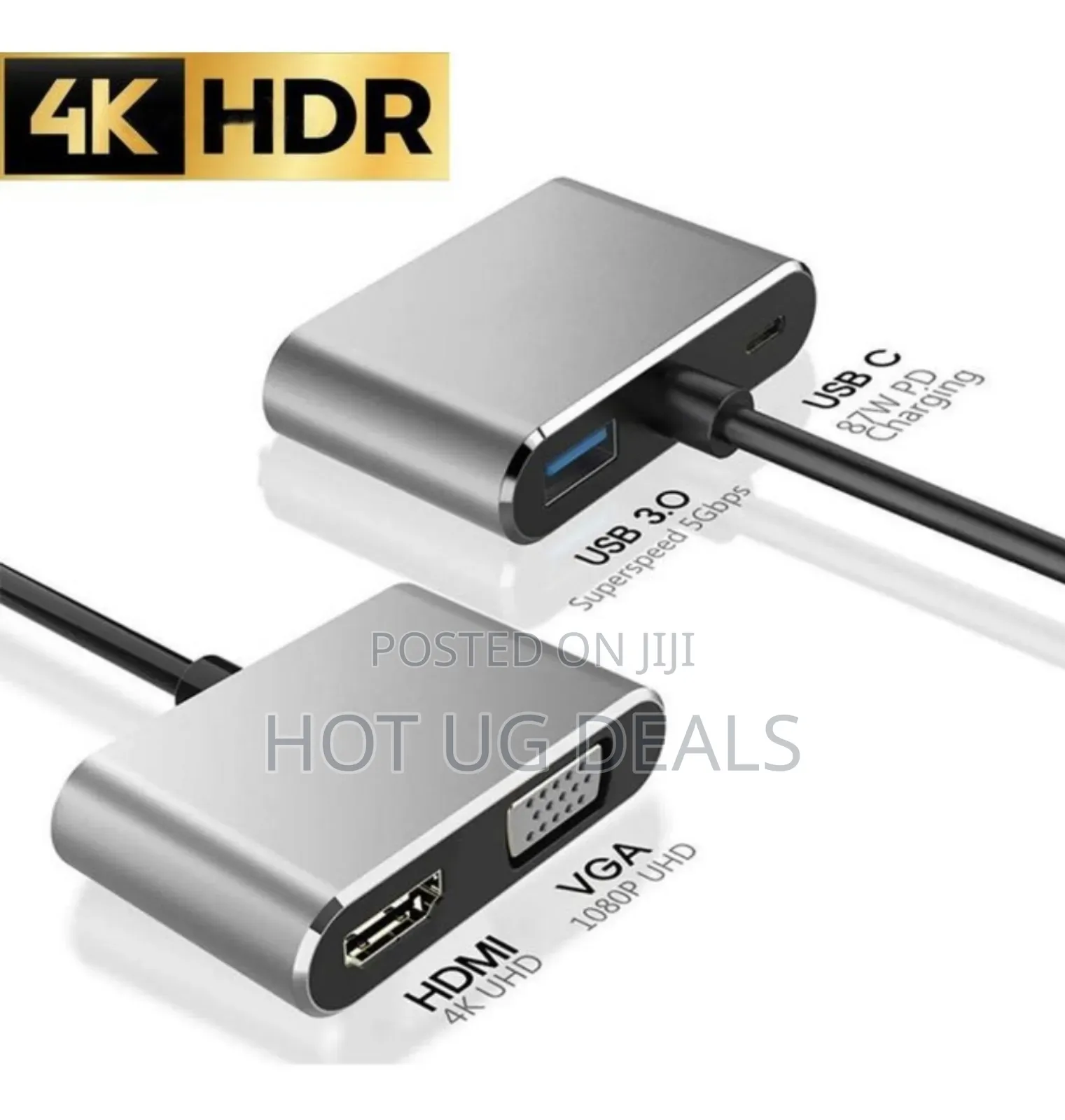 4in1 Usb Type C To Hub Hdmi+Vga+Type-c+Usb Port Splitter