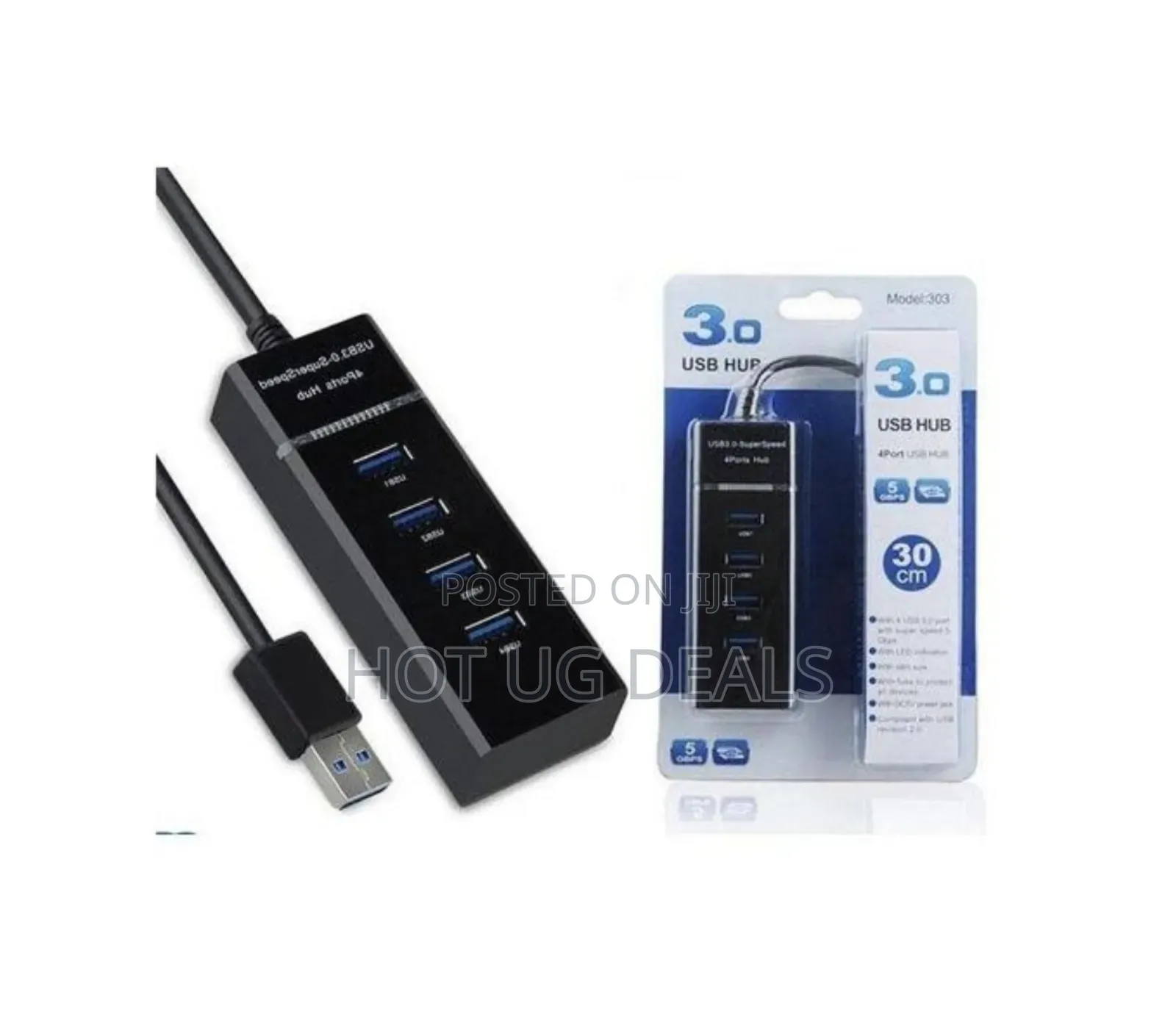 Usb Hub 3.0 Super-speed 30cm For Desktop Laptop 4port-black