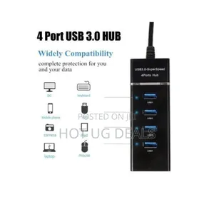 Usb Hub 3.0 Super-speed 30cm For Desktop Laptop 4port-black