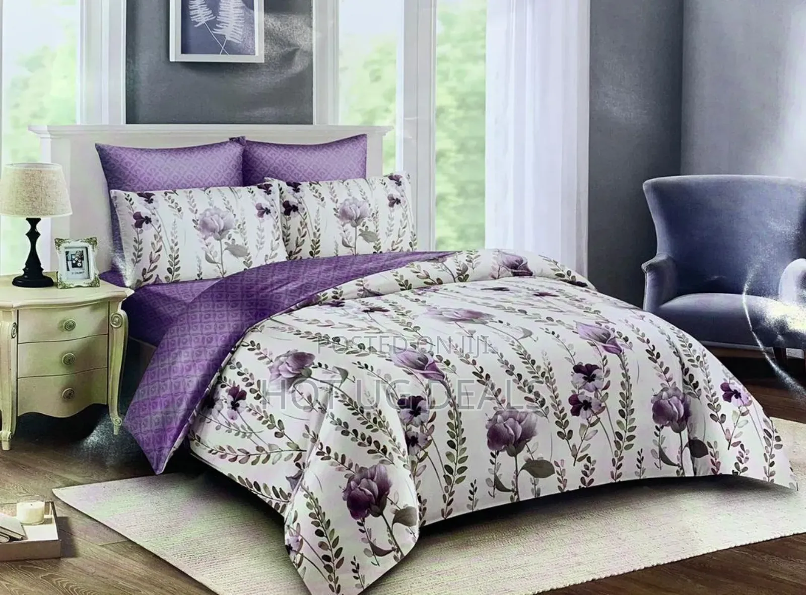 6x6 4pc Duvet Set With 1bedsheet&2 Pillow Cases, 1 Duvet