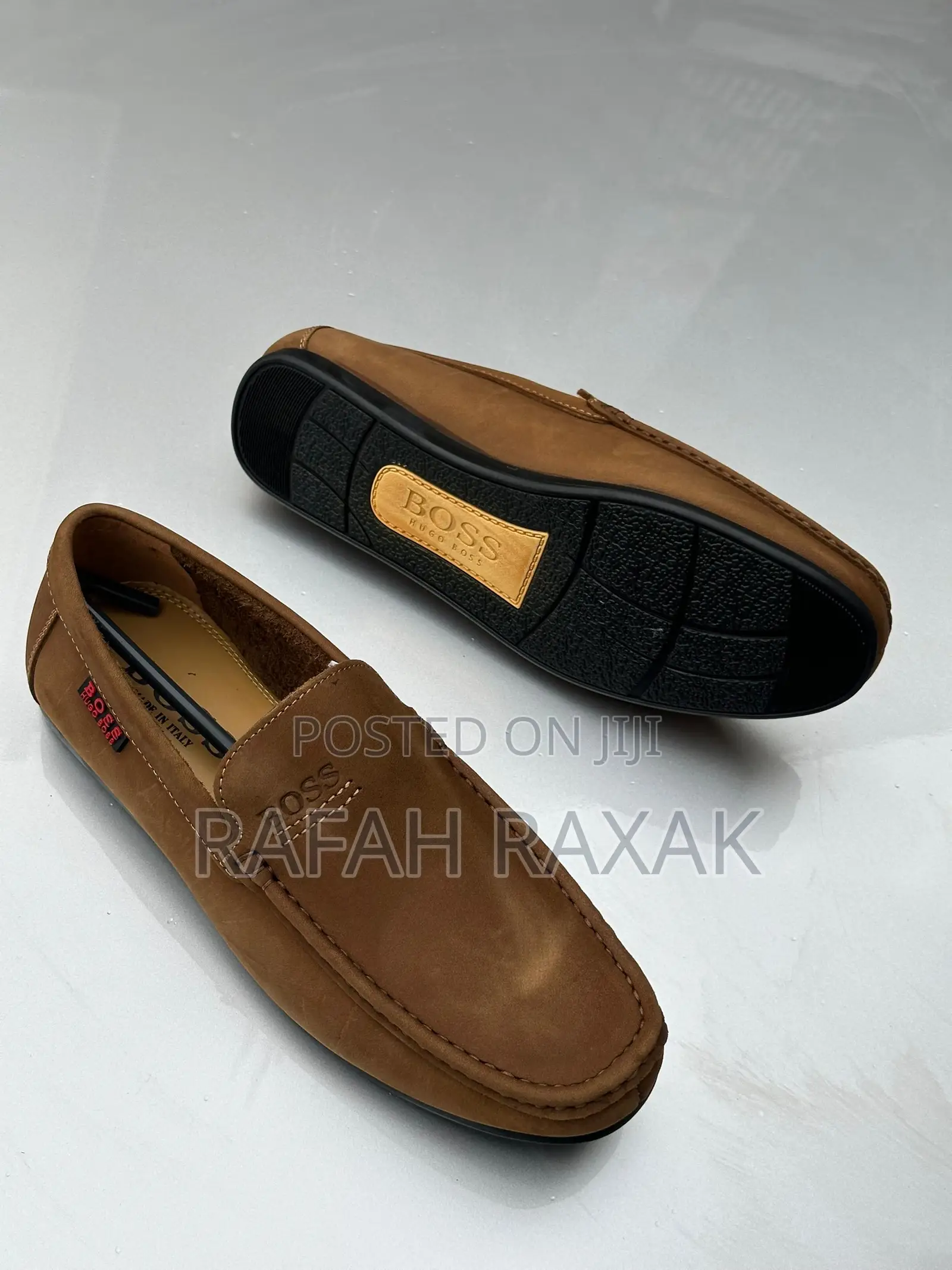 Original Men’S Brown Suede Hugo Boss Flat Sole Moccasins
