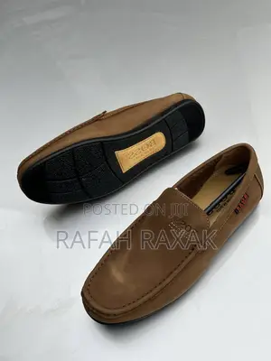 Original Men’S Brown Suede Hugo Boss Flat Sole Moccasins
