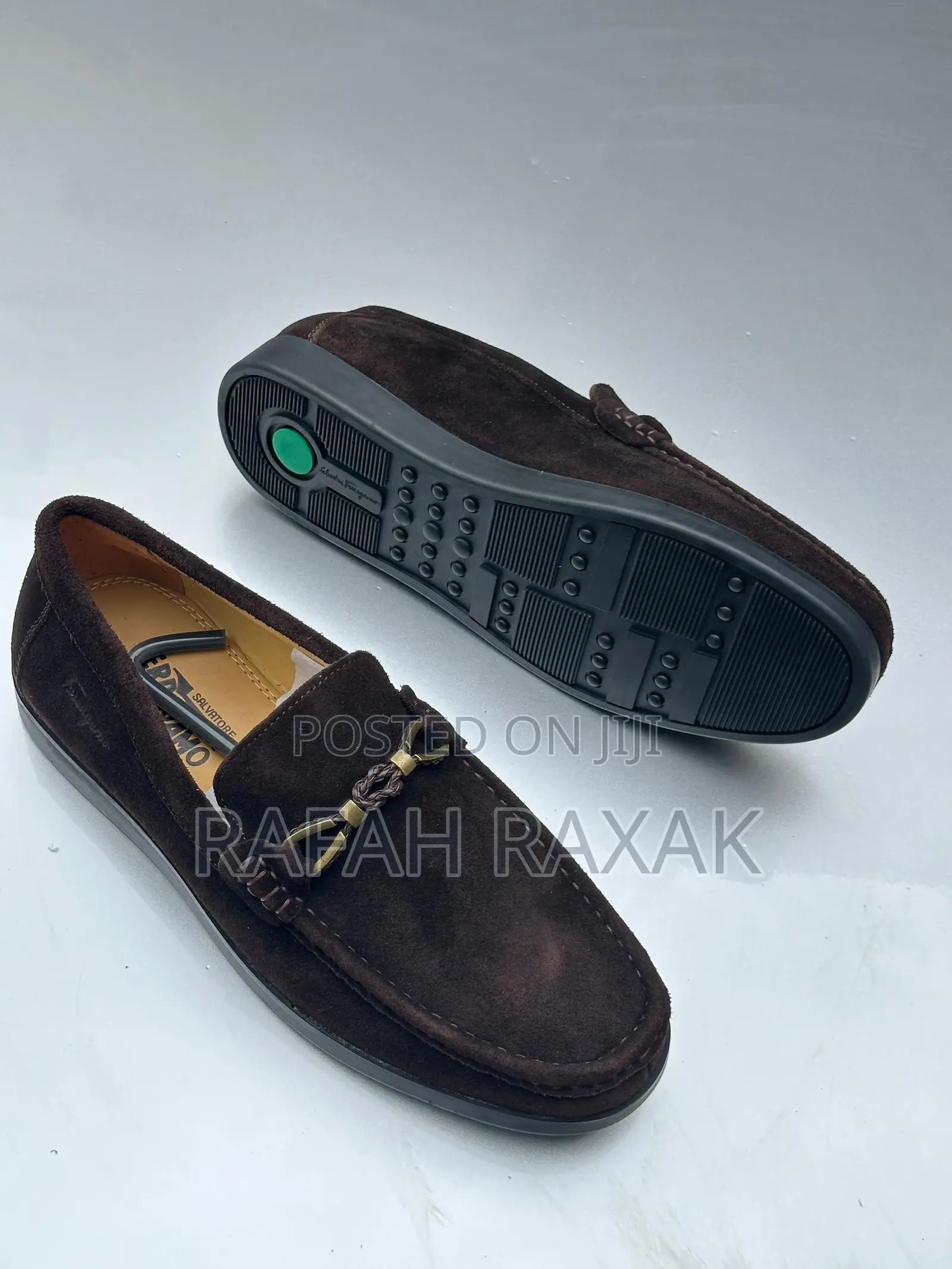Original Men’S Coffee Brown Suede Ferragamo Moccasin Loafers