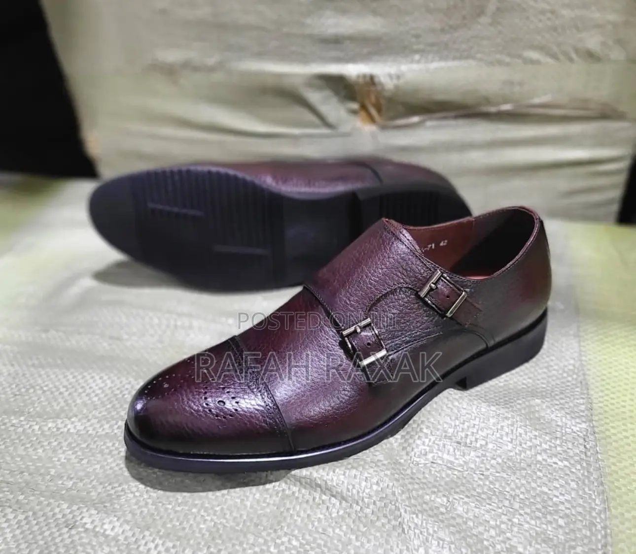 Men’S Brown Franco Banetti Double Buckle Monk Strap Oxfords