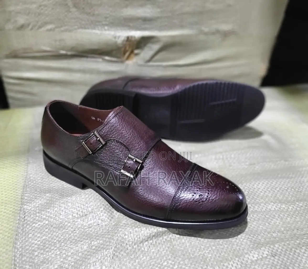 Men’S Brown Franco Banetti Double Buckle Monk Strap Oxfords