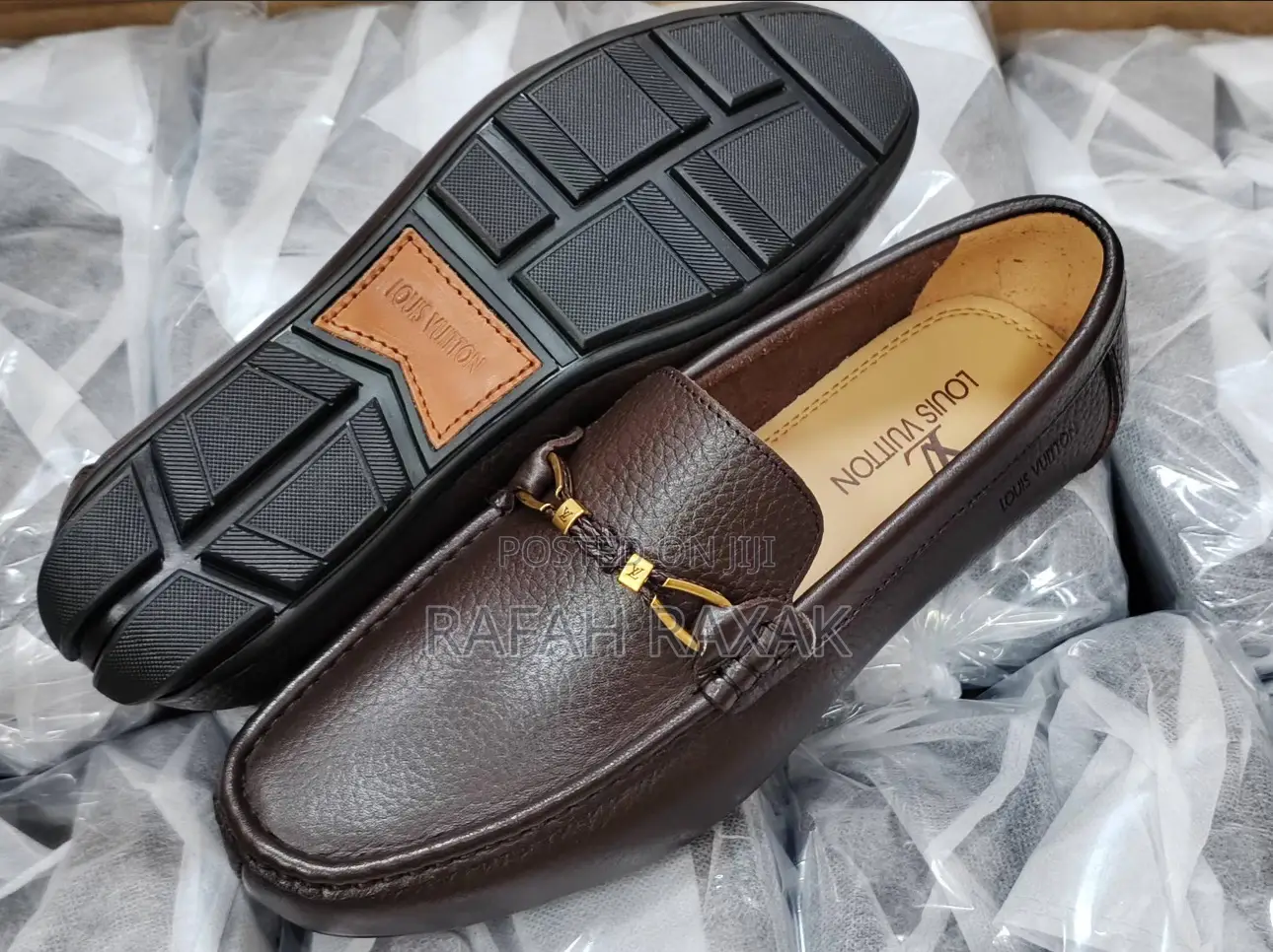 Original Men’S Dark Tan Louis Vuitton Leather Moccasins