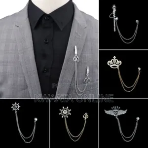 1 Pc Men Brooch Lapel Pin Badge Hanging Chain Pin for Suit