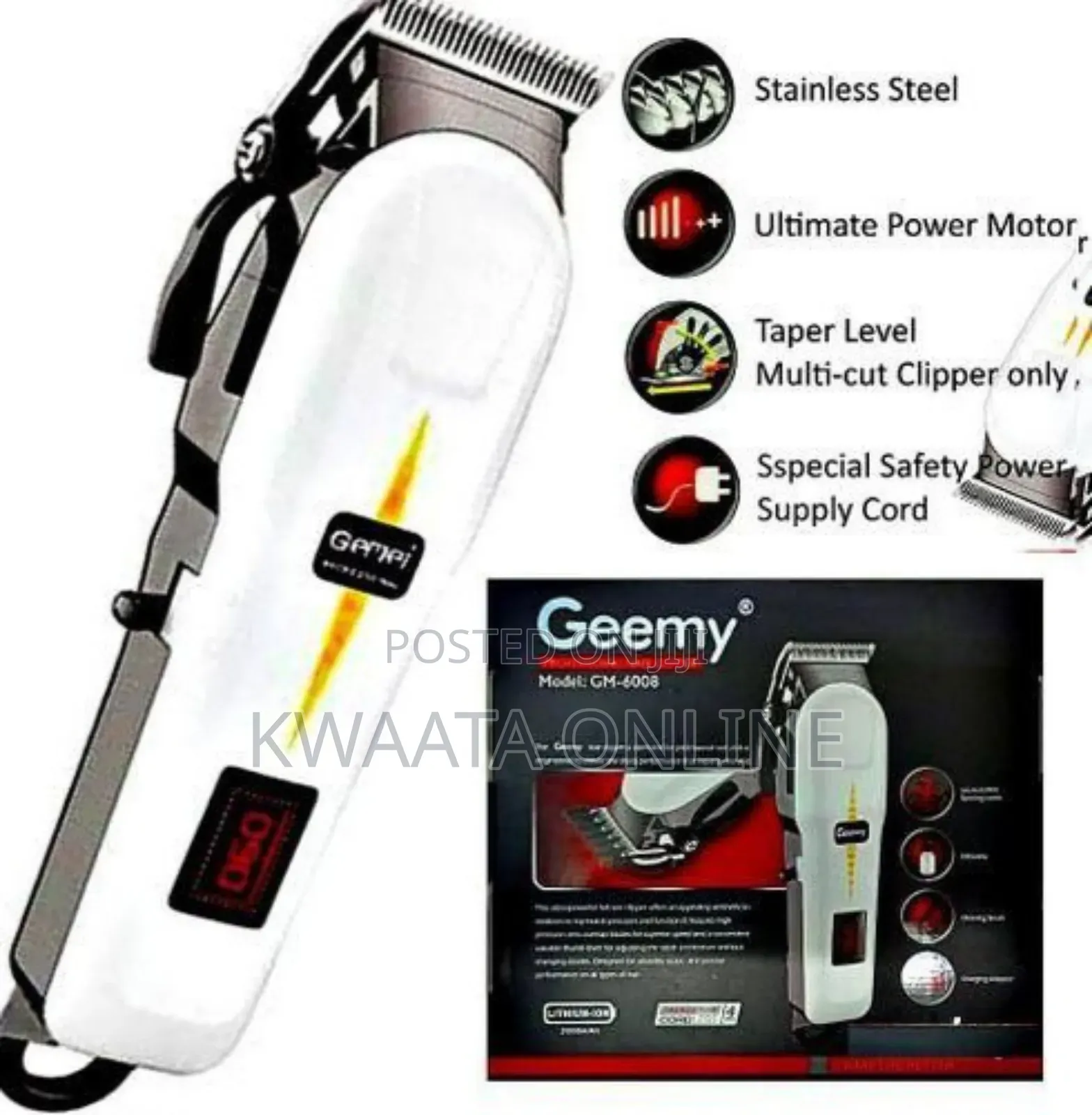 Geemy Rechargeable Cordless Clipper Shaver Machine Gm-6018