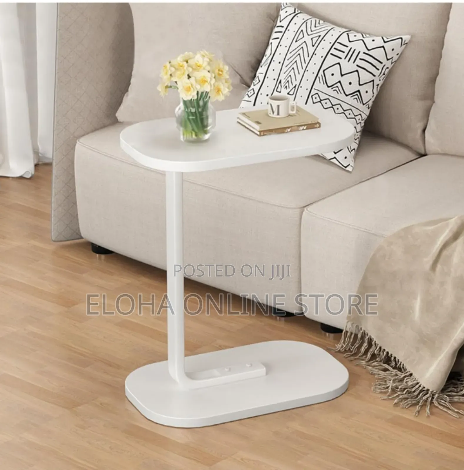 Small Modern C Shaped Side Table, Sofa End Table,